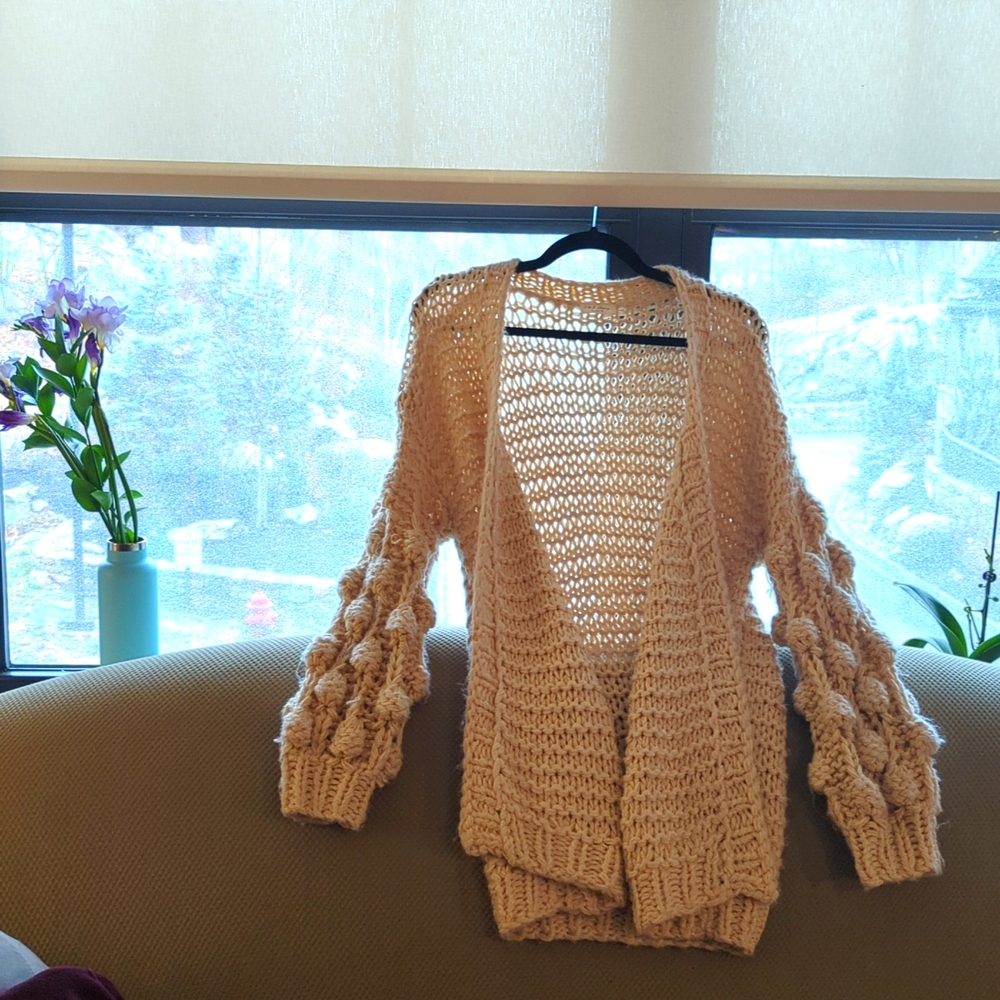 1.4.3. Story by Line Up chunky cream crocheted oversized cardigan